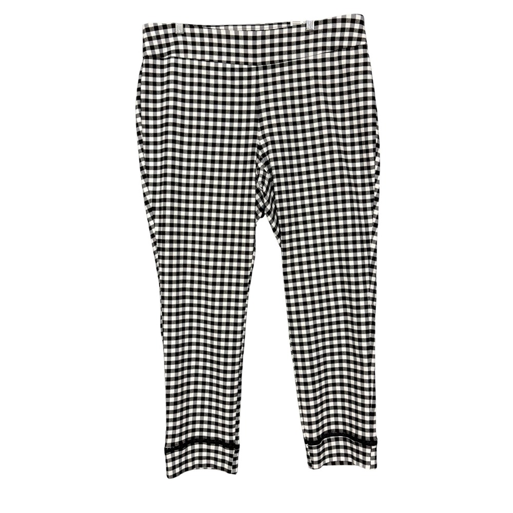Crown &‎ Ivy Pants Womens 18W Black White Gingham Swing Ankle Checkered Plus NWT
